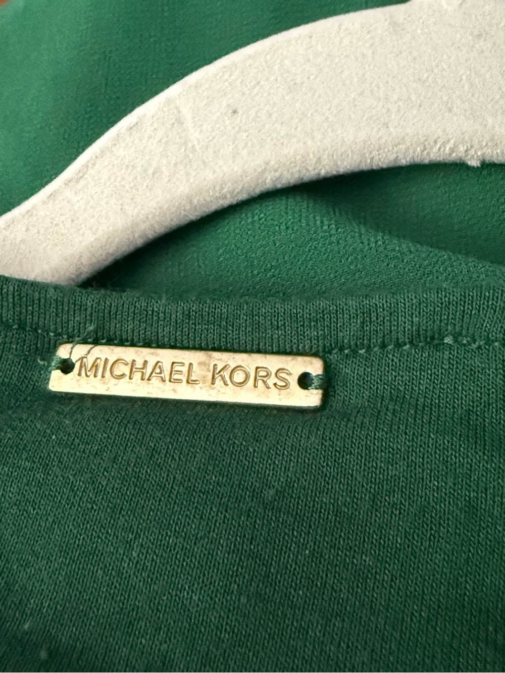 Michael Kors Emerald Green Layered V-Neck Tunic Layered Hem Blouse Top Large - Picture 7 of 7